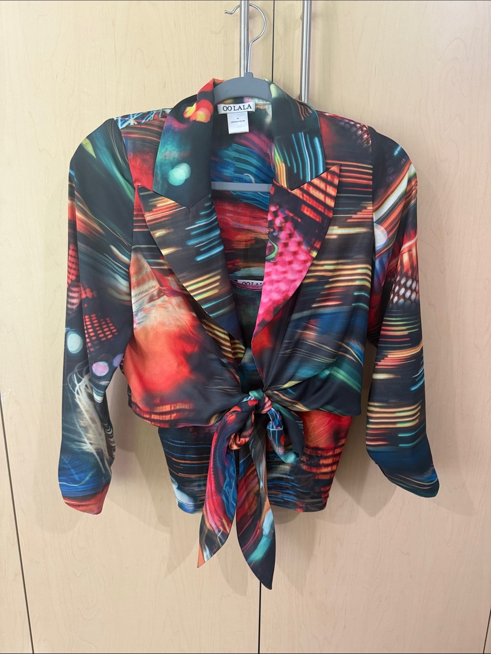 Multicolor Tie-Front Satin Camisole Top
